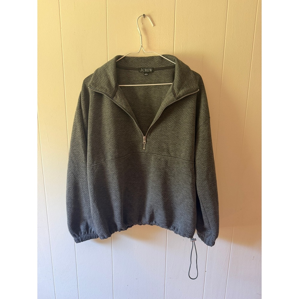 J.CREW Womens Gray Pointelle Knit Quarter Zip Pullover Adjustable Hem Sweater S